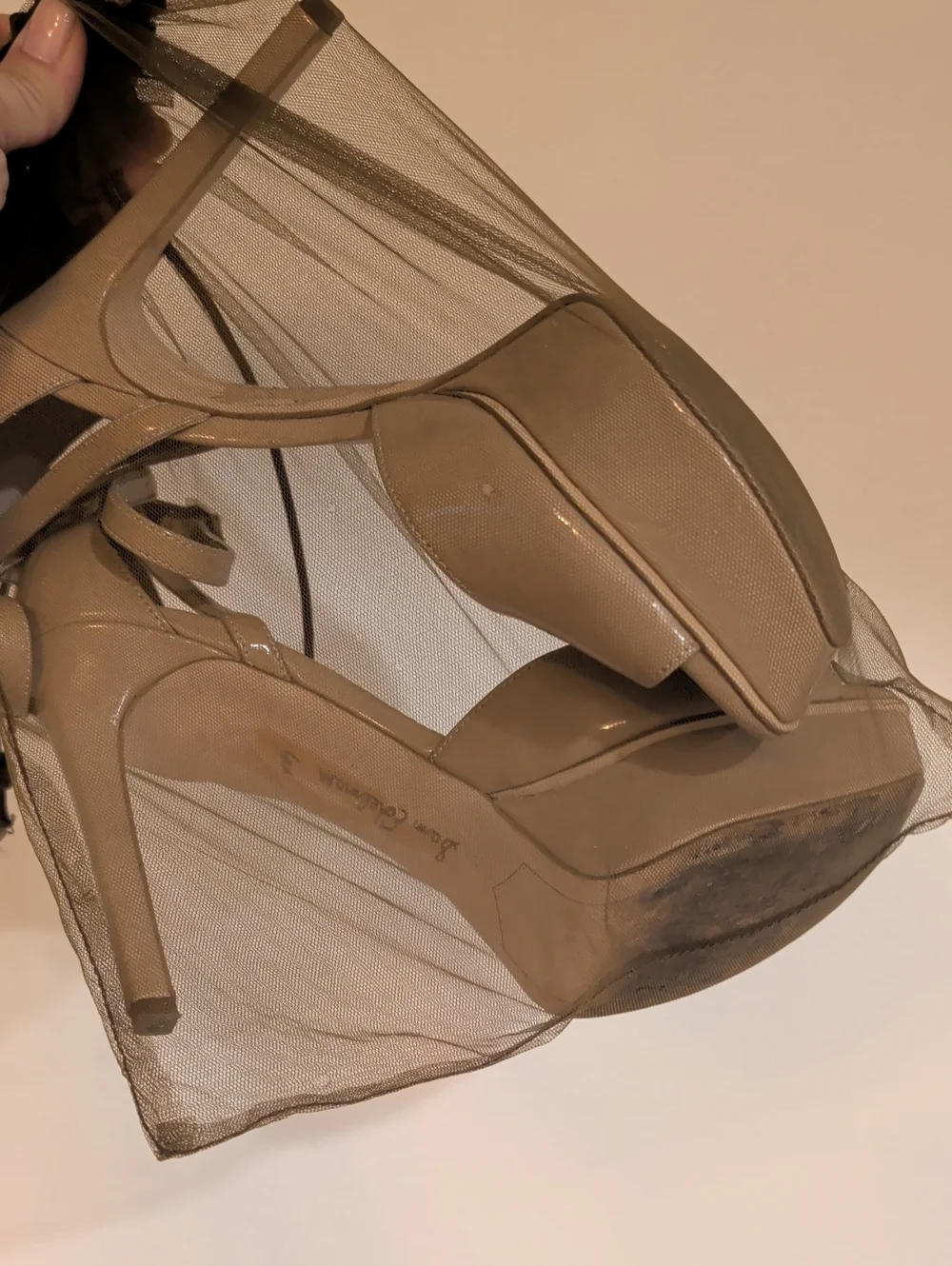 Sam Edelman Nude Patent Platform Ankle-Strap Heels SZ 6 1/2